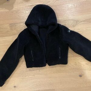 ALO Black Sherpa Hoodie Jacket